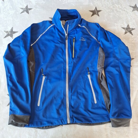 LL Bean Jacket Mens Medium Blue Gore Windstopper Soft Shell Lined Outdoor Hiking - Picture 1 of 14